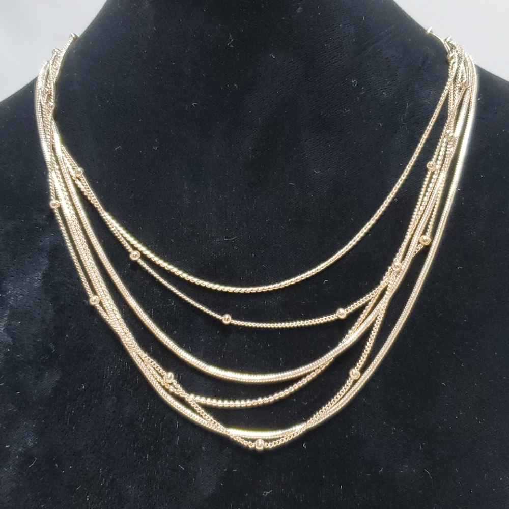 Kohl's rose gold multi row 6 strand necklace